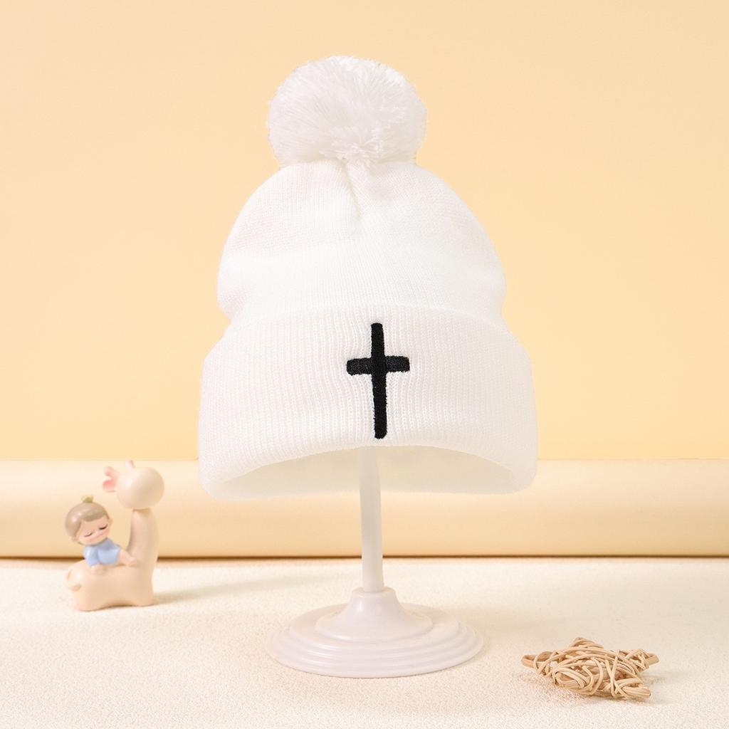 Autumn And Winter Warm Fashion Embroidered Cross Knitted Lightweight Elastic Beanie