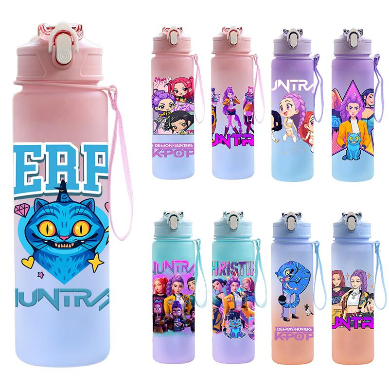 750ml Wasserflasche K-Pop Demon Hunters Bedruckt Große Kapazität Trinkbecher Tragbar Outdoor Sport Wasserbecher Kinder Kinder Geschenk