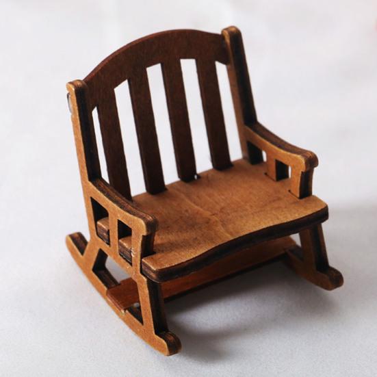 Mini Rocking Chair Retro Creative 1/12 Ratio Dollhouse Swing Rocking Chair for Scene Ornament