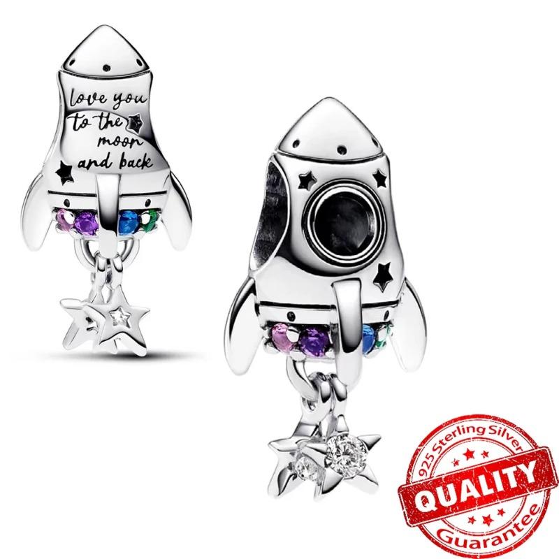 925 Sterling Silver Charm Sparkling Star Moon & Sun Pendant Fit Original Bracelets DIY Women Necklace Jewelry Gift