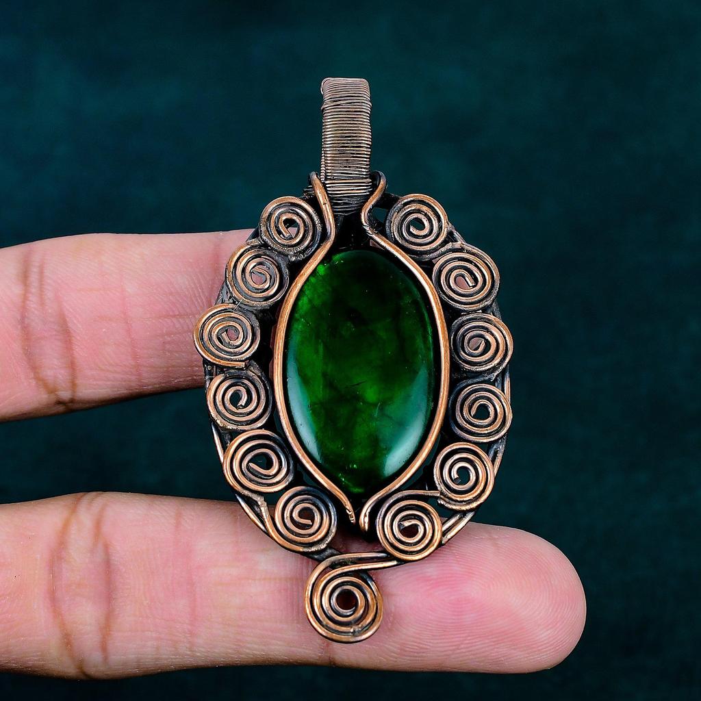 Green fire labradorite pendant handmade designer jewelry copper wire wrapped pendant genuine gemstone pendant fashionable jewelry for gift