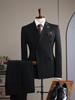 Apricot White Striped Double-Breasted Slim-Fit Suit Set for Casual, Groom, or Formal Business Attire.