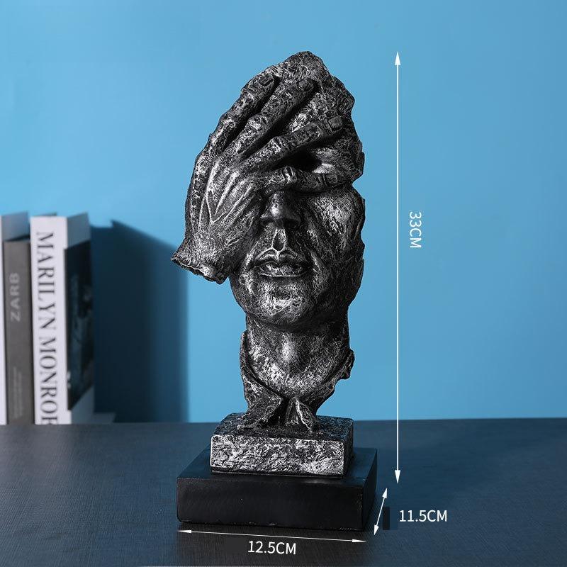 Y Nordische Retro Skulptur Schweigen ist Gold Handwerk Harz Figuren Kunstwerk Zuhause Wohnzimmer Weinschrank Ornament Statue