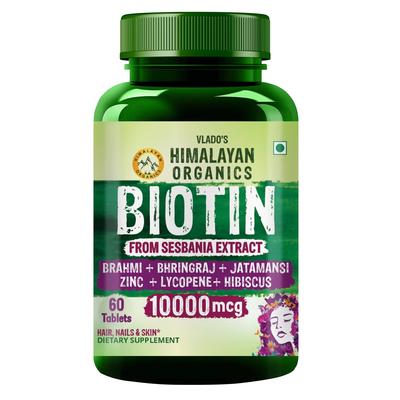 Vlado’s Biotin 10000mcg Nahrungsergänzungsmittel für Haarwachstum, Hautglanz & Starke Nägel 60 Vegane Tabletten