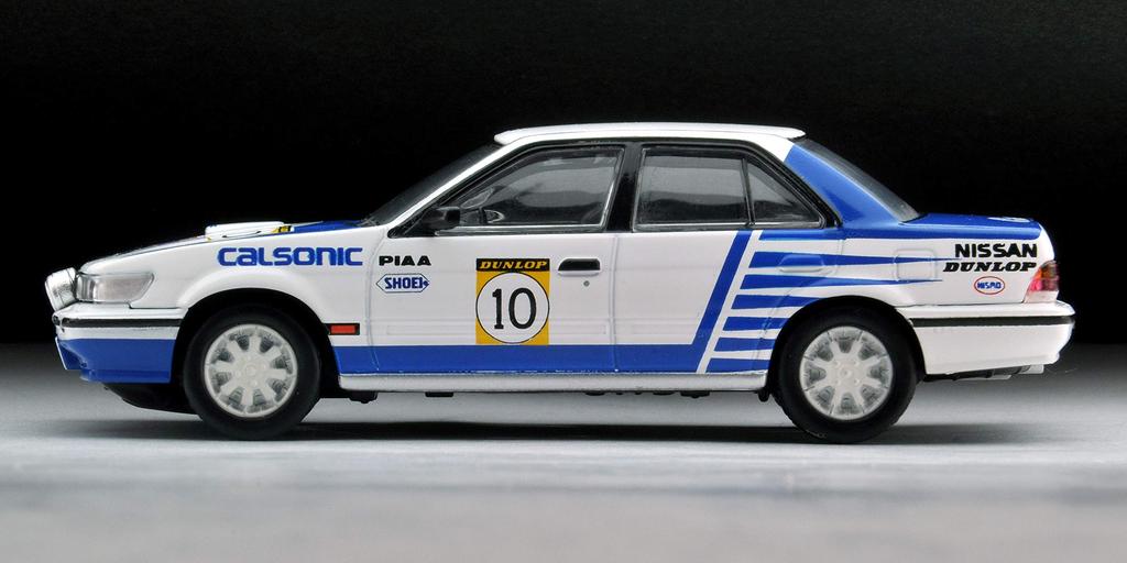 Tomica Limited Vintage Neo Maßstab 1/64 LV-N185b Nissan Bluebird SSS-R 1988 All Japan Rallye Meisterschaftsteam Calsonic Fertigmodell