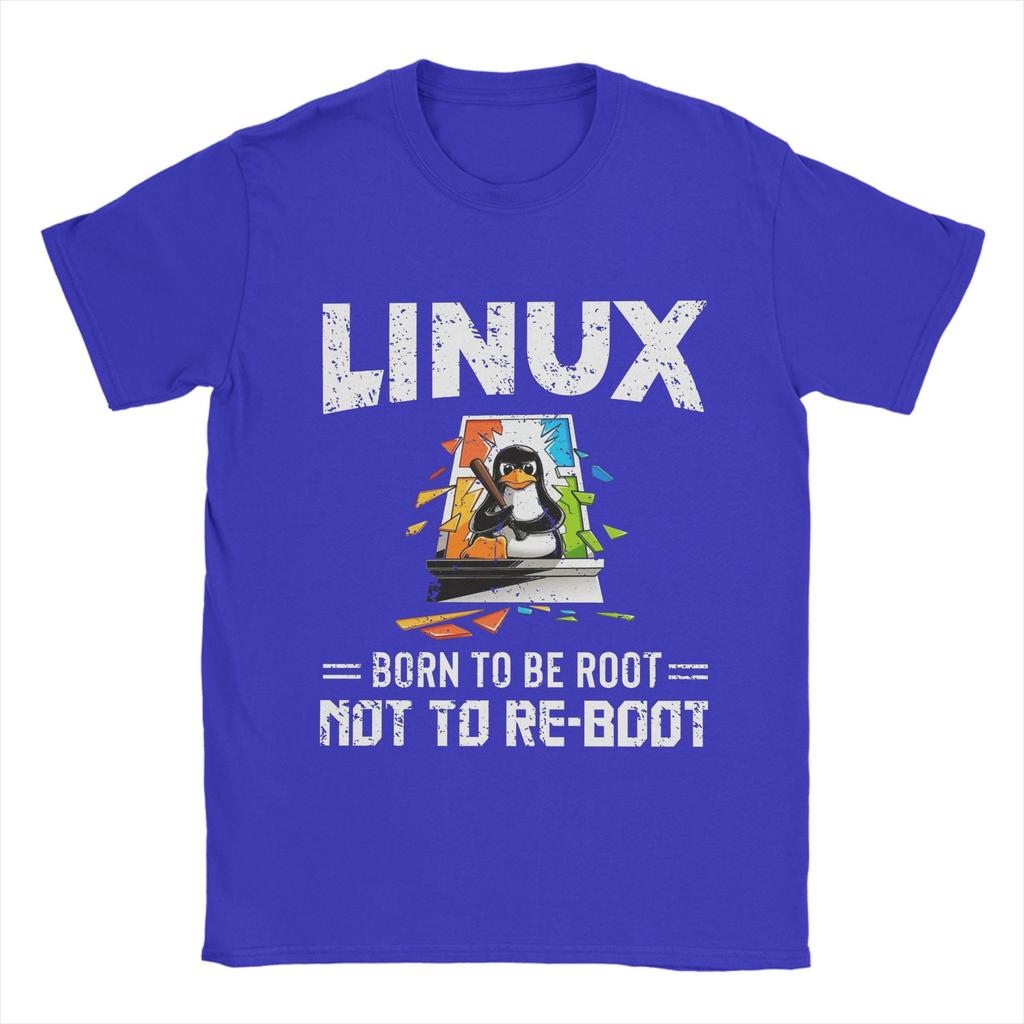 Men T-Shirts Linux   Windows Vintage Cotton Tees Short Sleeve  T Shirt Crew Neck Tops 4XL 5XL