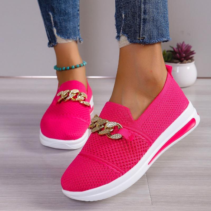 Women's Spring Flat Round-Toe Breathable Knit Loafers.