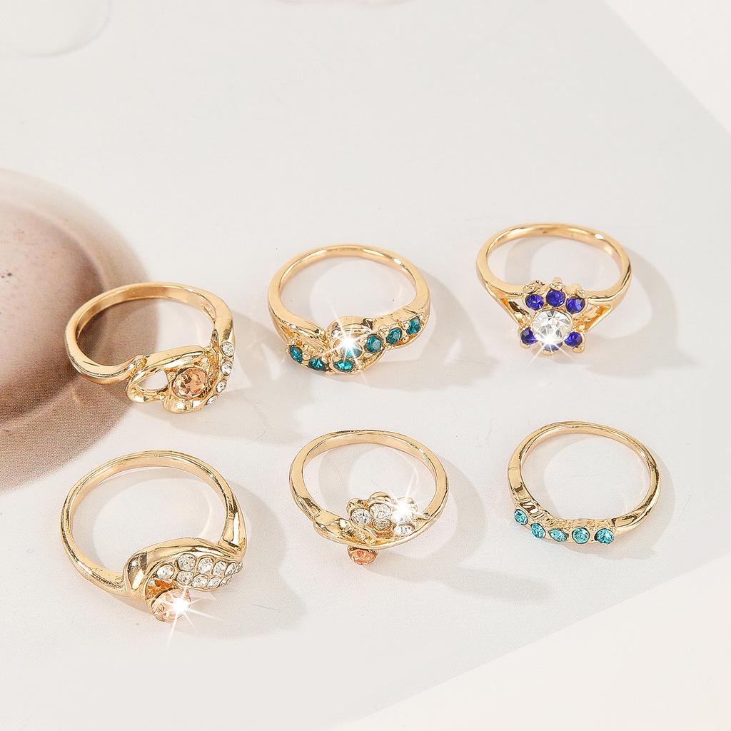 10Pcs Women's retro crystal ring - simple ring for the index finger made of alloy, a piece of jewelry for decoration