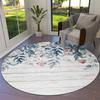 Watercolor Flower Round Rug Non-slip Floral Carpet for Living Room Bedroom Kitchen Decor Circle Doormat