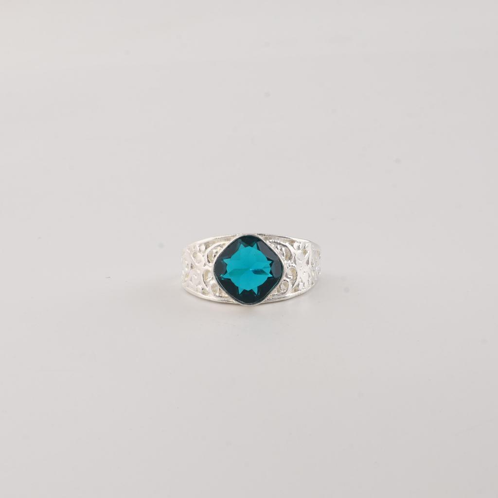 Apatite Gemstone Silver Wedding Ring, 925 Sterling Silver Jewelry, Natural Gemstone, Women's Jewelry CZR-24-1
