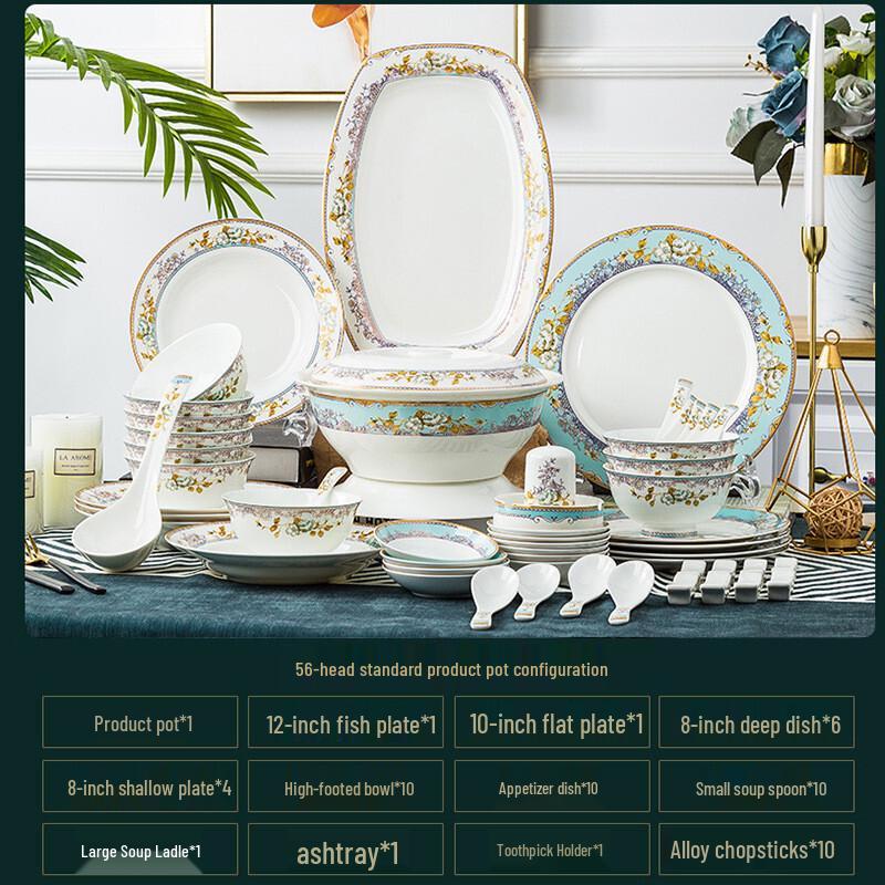 56-Piece Ceramic Dinnerware Set