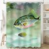 Fish-themed Waterproof Shower Curtain Set with Colorful Print for Bathroom Decor 3D Printed Fabric Door Curtains In Blue Green