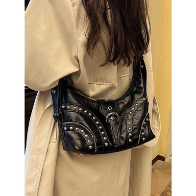 Niche Rivet Design Shoulder Bag for Women High-end Textured Commuter Handbags Cool Girl Fashion Crossbody Bags