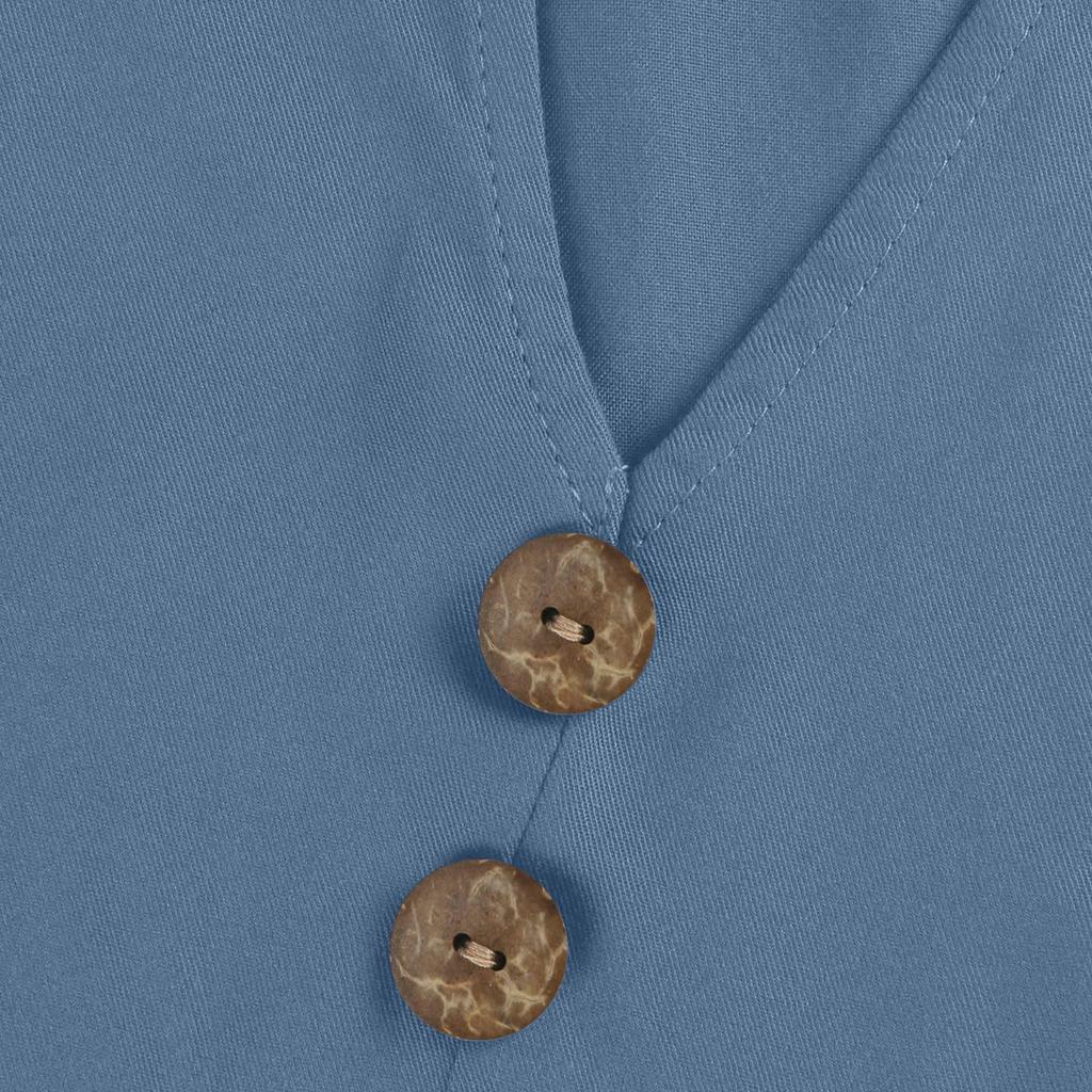 Women's Fashion Sleeveless Pleated Loose V-Neck Mid-Length Colour Dresses