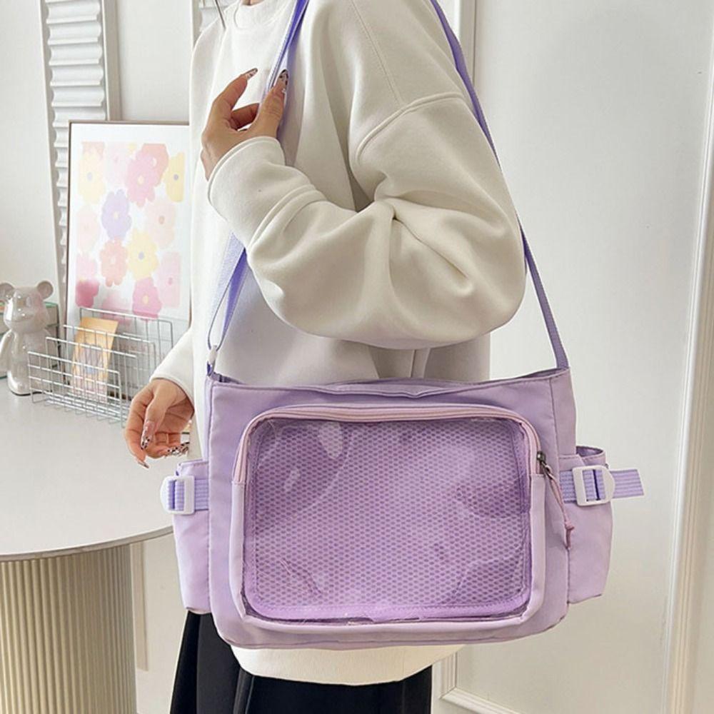 Nylon Transparent Bags Zipper Bag Shoulder Bag Creative Solid Color Itabag  Women