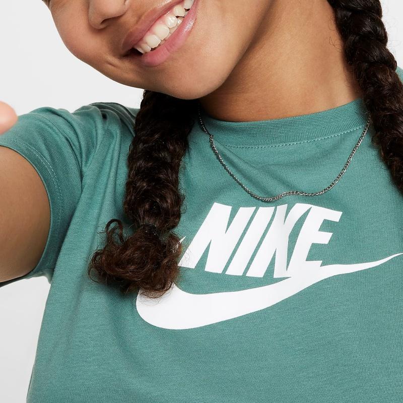 Nike T-Shirt Sportswear Letter Logo Round Neck Casual Short Sleeve Kids Tops Coastal-Blue DA6925-361