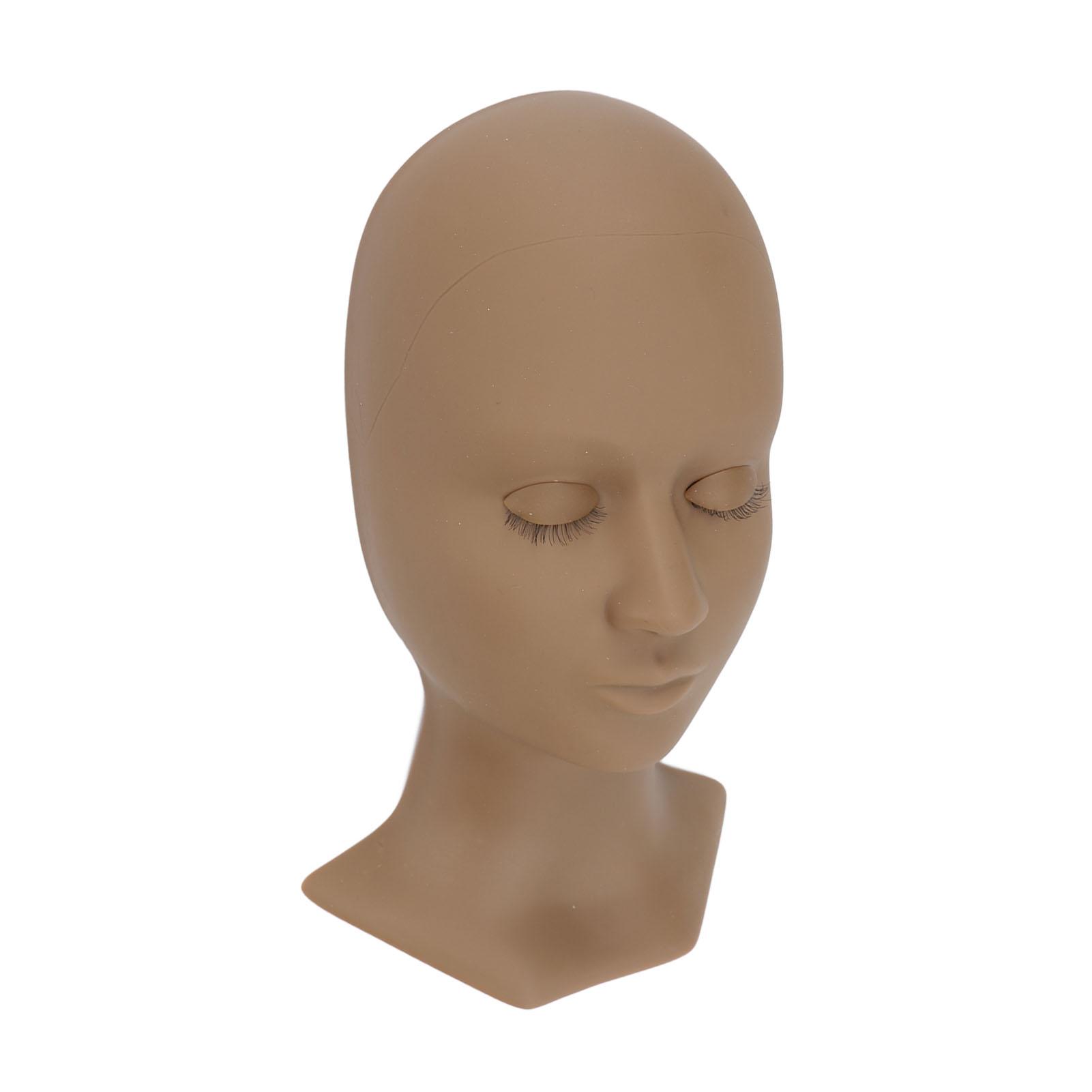 

Eyelash Extensions Training Mannequin Head Soft Silicone Removable Eyelids Lifelike Practice Head Coffee(11.02 X 6.1 X
