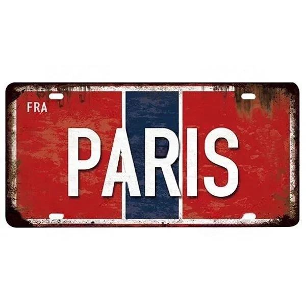 Vintage France City Plate PARIS/LYON/MARSEILLE Flag Poster Metal Plaque Aluminum Sign Man Cave Garage Club Bar Cafe Wall Decor