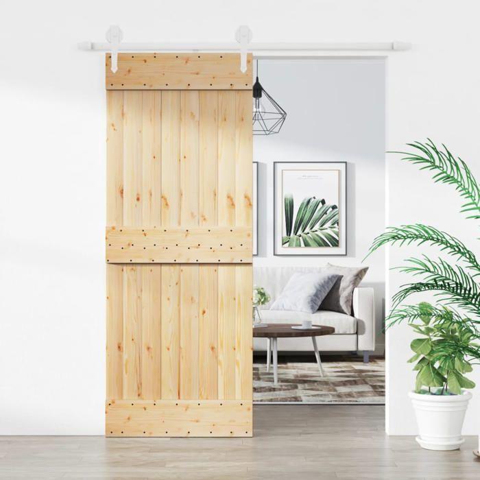 VidaXL Porte coulissante et kit de quincaillerie 80x210 cm pin massif, porte intérieure, porte de grange intérieure 3203216