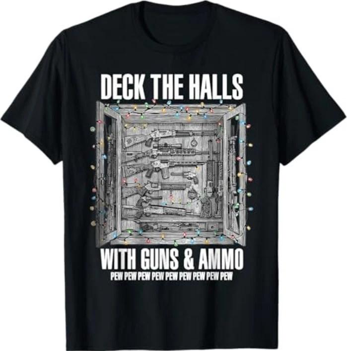 Deck The Halls with Guns & Ammo T-Shirt L