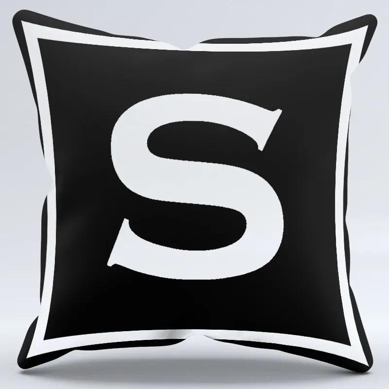 Simple Black And White Letter Printed Pillowcase Decorative Pillow Cushion Cover Suitable For Home Sofa Car Office Cushion