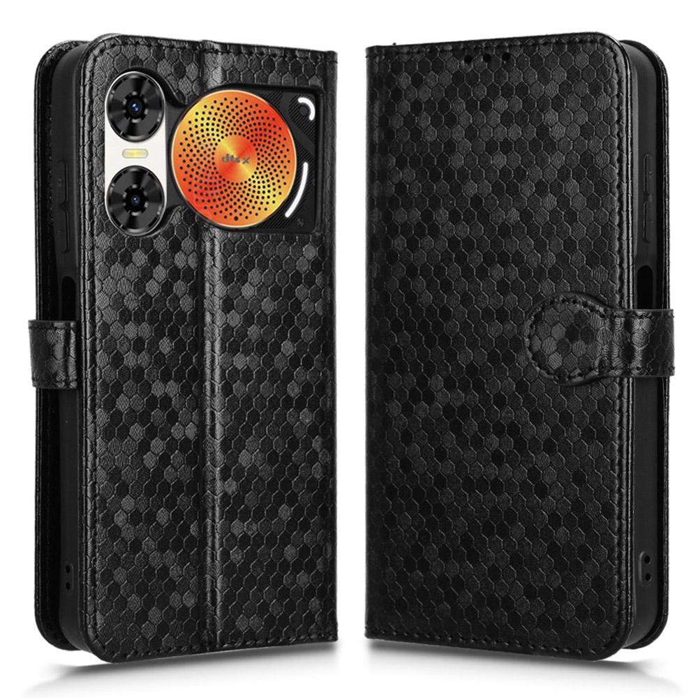

For ZTE nubia Music 2 Wallet Case Dot Pattern Imprint PU Leather Phone Cover Black