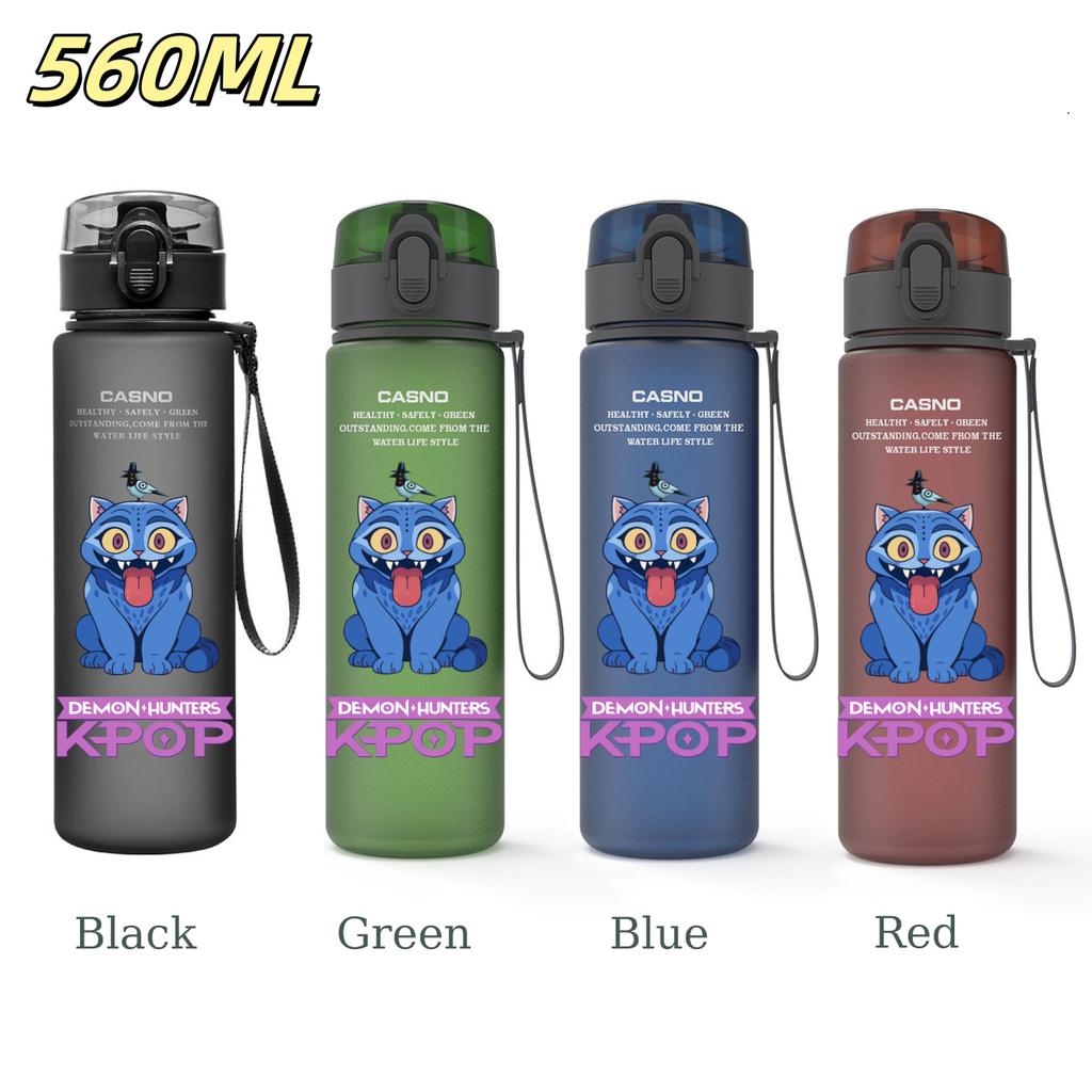 560ML KPop Demon Hunters Plastic Cartoon Pattern Water Cup Tall Superior Quality Children Outdoor Sports Drinking Water Bottle Birth Date Present