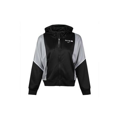 Chaqueta con Capucha y Cremallera Estampado de Logotipo Ropa Deportiva Mujer Prendas de Abrigo Negro Blanco CJ3678-011