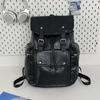 Schoolbag, European and American outdoor backpack, casual student backpack, large capacity travel backpack, canvas patchwork soft leather hiking bag