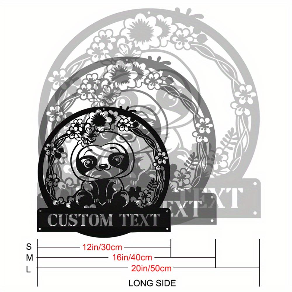 

Unique Customizable Metal Wall Art Sloth with Flowers Easy to Hang Home Decor 30cm