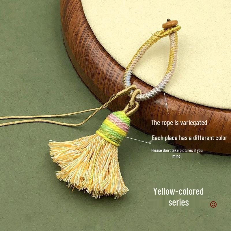 Handwoven Gradient Vajra Knot Tassel Cotton Keychain Pendant Accessory