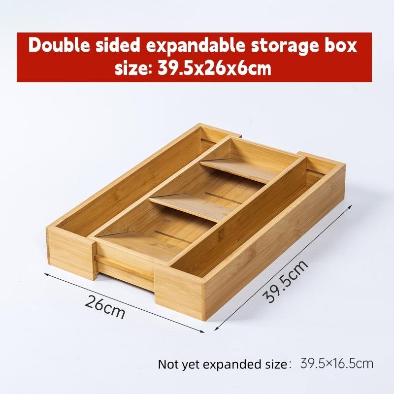 Kitchen Tableware Knife Fork Spoon Box Bamboo Storage Box Chopsticks Restaurant Organizing Box Desktop Storage Drawer Box