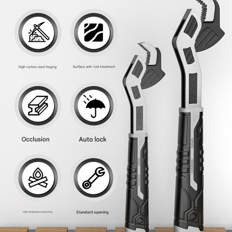 Adjustable Wrench Professional Shifters Spanner Wide Jaw Tool with Wide Calibers Opening for Household