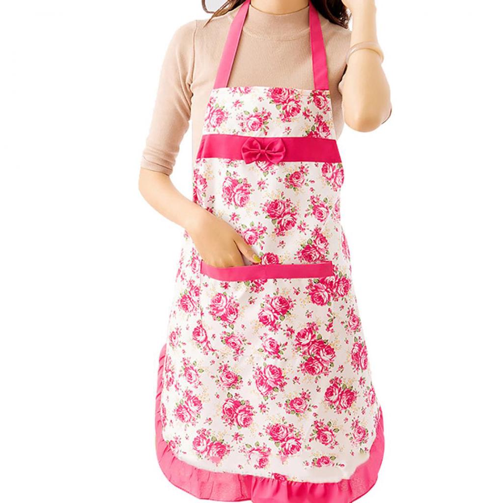 Yousheng Lady Bowknot Waterproof Kitchen Cute Apron