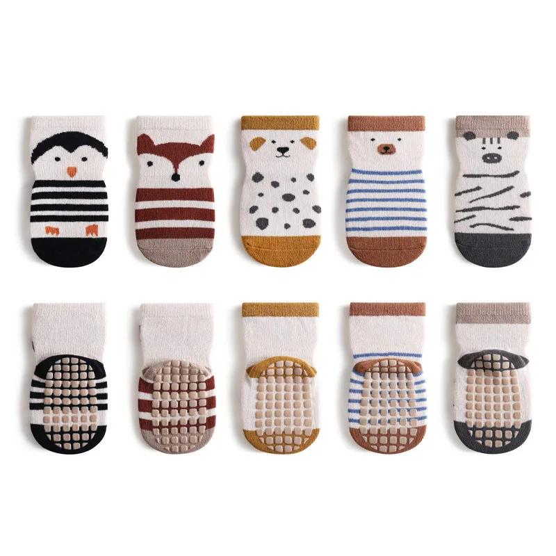 

5 Pairs Summer Anti-Slip Baby Socks Cartoon Animal Print Infant Girls Floor Socks M for 1-3Y