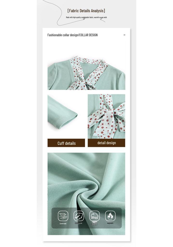Spring Fashion Knitted Two-Piece Long-Sleeve Shirt for Middle-Aged Women