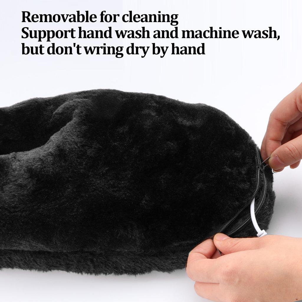 Sapatos Aquecidos USB Masculino Feminino Laváveis Exterior Pelúcia Macia Elétricos Aquecidos Chinelos para Aquecimento dos Pés Preto