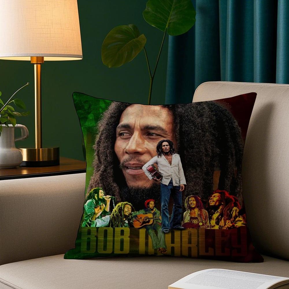 Reggae Rock Bob Marley Pillow Case Plush Fabric Soft Pillowcase Double Sided Print Sofa Cushion Cover Throw