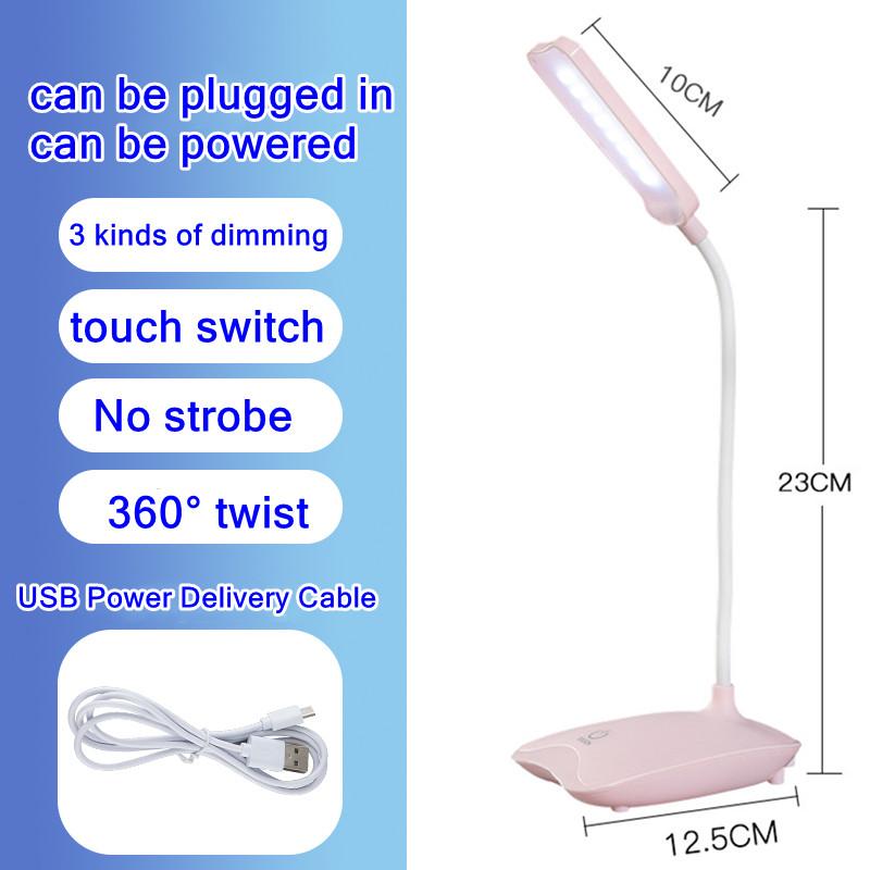 LED Desk Lamp Foldable Dimmable Touch Table Lamp DC5V USB Powered Table Light 6000K Night Light Touch Dimming Portable Lamp