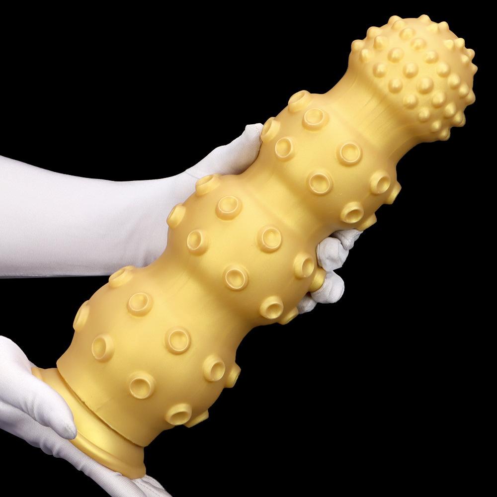 Zlaté silikonové dildo Velký korálek Anální zátka Anální sex hračky Masturbátor Fisting Popruh na penis Velký penis