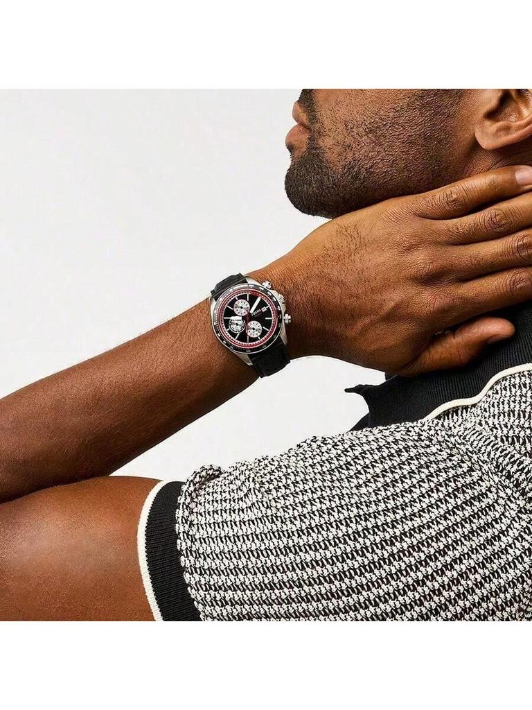 Relógio cronógrafo masculino, estilo vintage de corrida, com bisel taquimétrico e três submostradores, relógio esportivo casual BQ2888