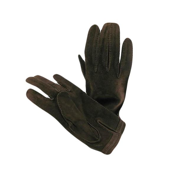 HERMES suede gloves Suede Dark brown Women Used