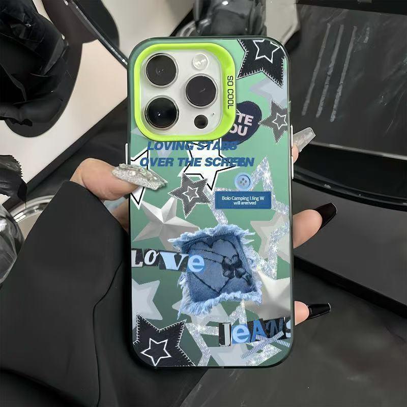 

Star Cross Shell for iPhone 15 Pro Max, 14, 13, and XS 14 срібні зелений колір
