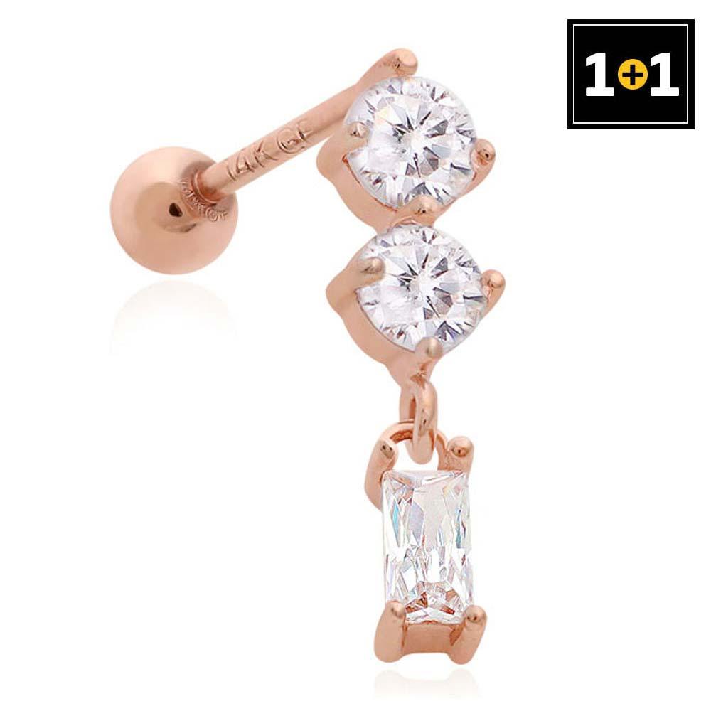[1+1] 14K Gold-Filled Pin Triple Love Piercing (Single Side Sold)