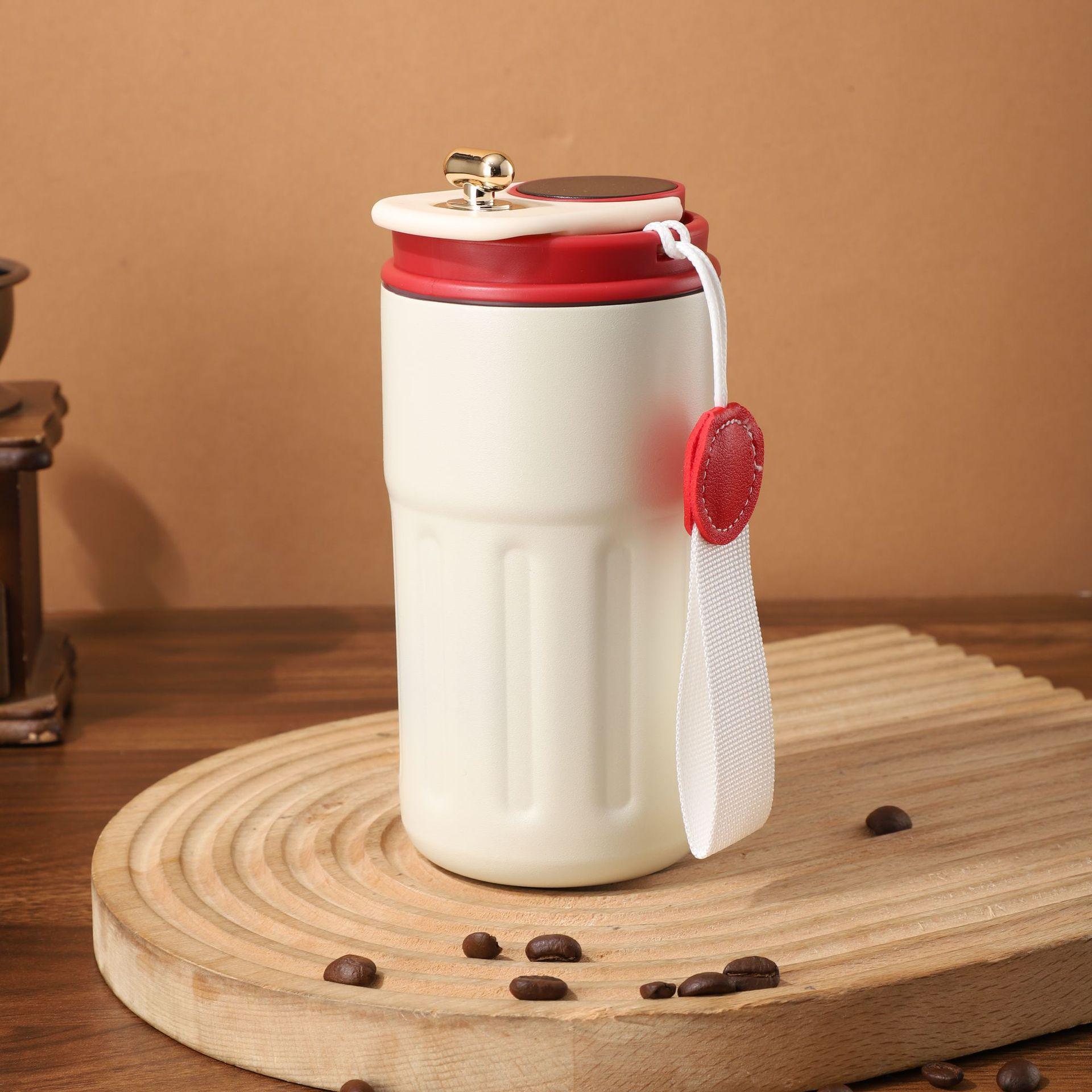 

304 Stainless Steel Coffee Thermos Cup High Value Smart Coffee Cup Office Milk Cup Gift Cup 450ml червоний