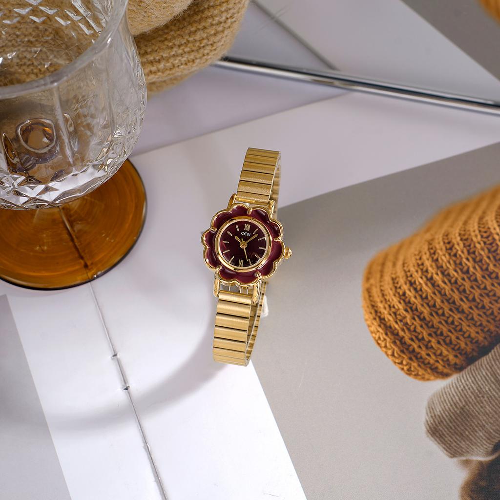 High-Value Retro Petal Bamboo Belt Women'S Watch Niche High-End Waterproof Steel Belt Quartz Watch