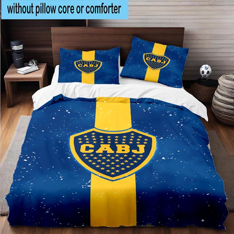 3pcs Boca Juniors Football Club Design Bedding Set Duvet Cover Closure Includes 1 Duvet Cover & 2 Pillowcases Bedding Sets Home Decor Gifts