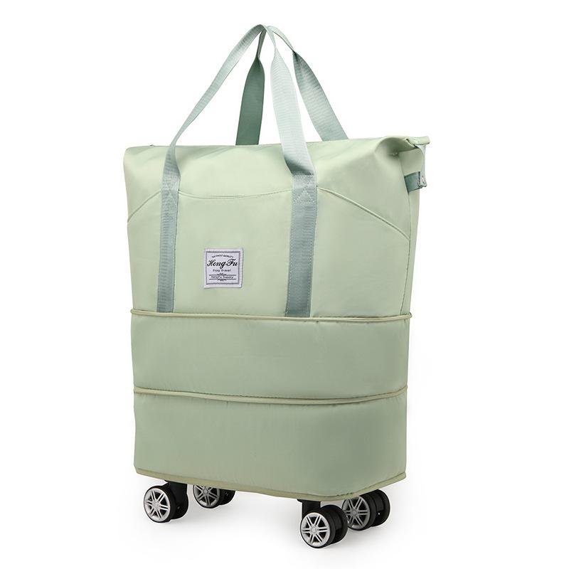 Travel Luggage Bag with Pulley Expandable Travel Bag Fashion Wet and Dry Separation Large Capacity Portable Fitness Bag