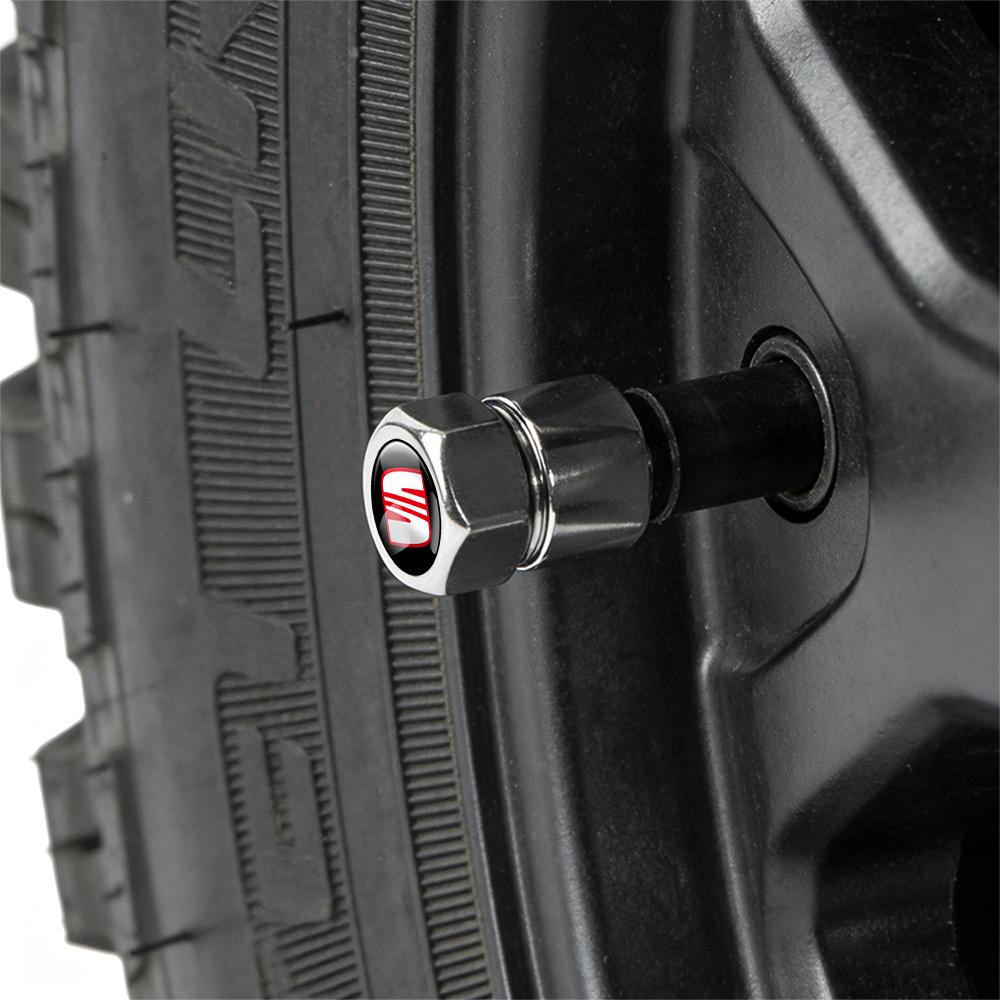 Wzbn2 4Pcs Car Decoration Wheel Tire Valve Caps Cover Badge For SEAT Ibiza Cupra FR Racing Arona Ateca Altea Arosa E-Racer Formentor