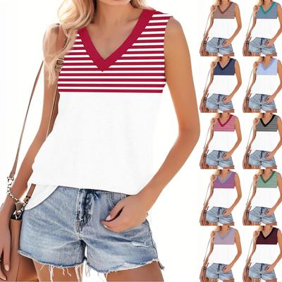 Women's Fashion Casual Daily Versatile Striped Texture Slim Fit Summer Vest Top